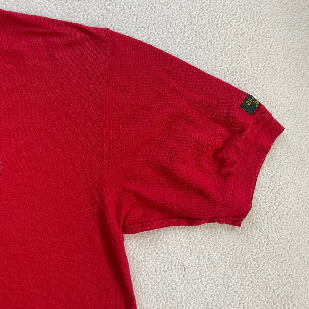 90s Vintage Old Course St. Andrews Scotland Golf Red Polo Shirt Mens Large Crest - Picture 8 of 12
